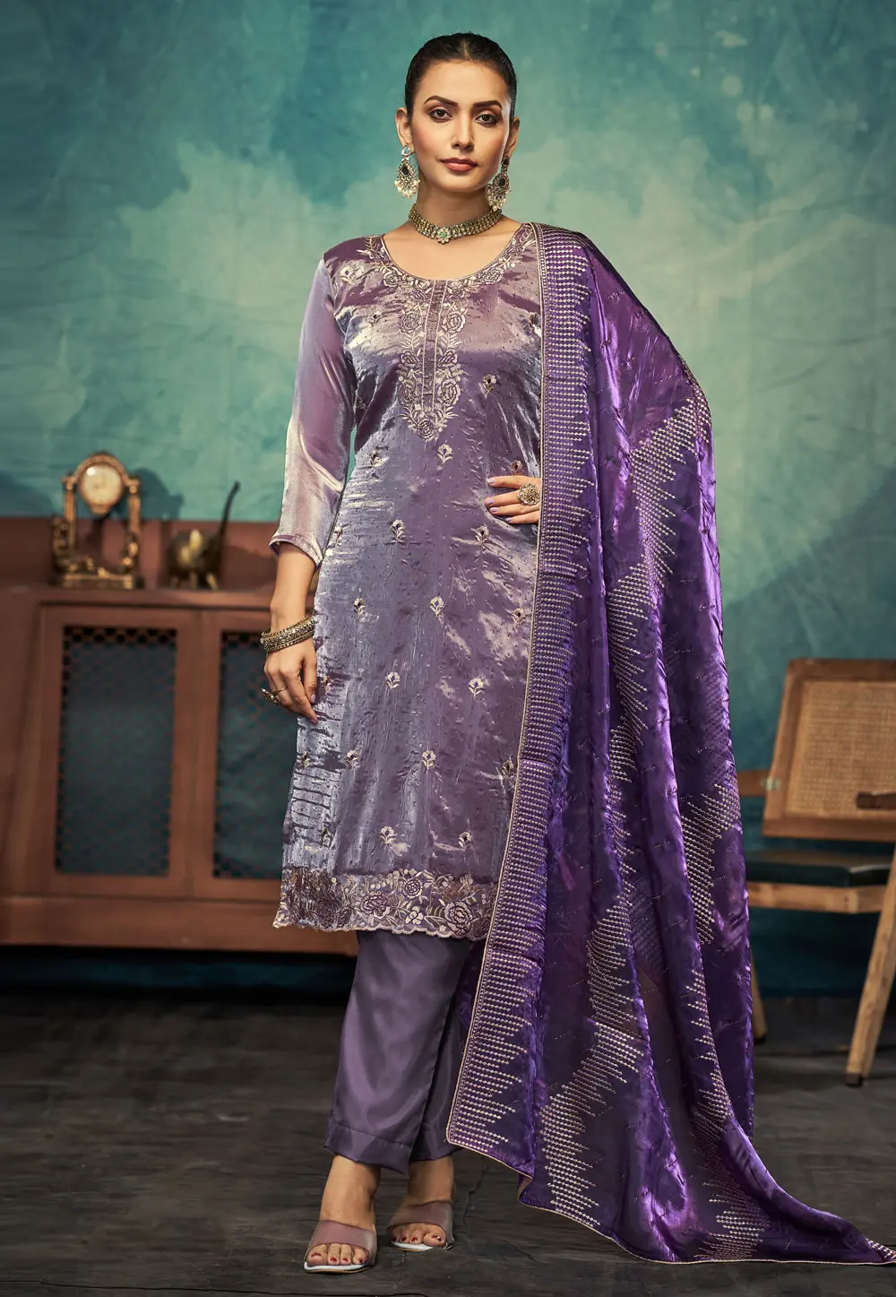 Lavender Silk Pant Style Suit 300867