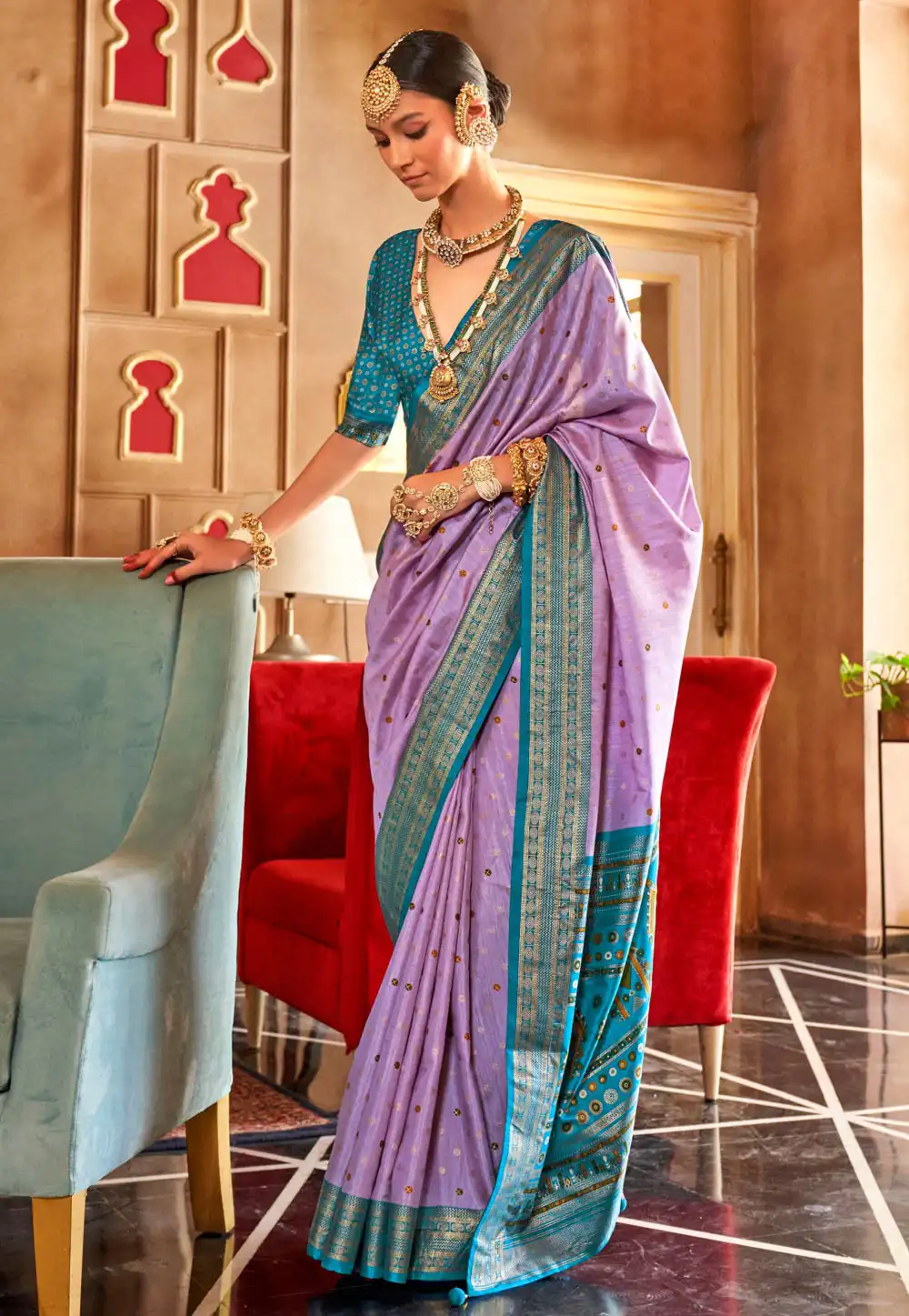 Lavender Silk Saree With Blouse 291065