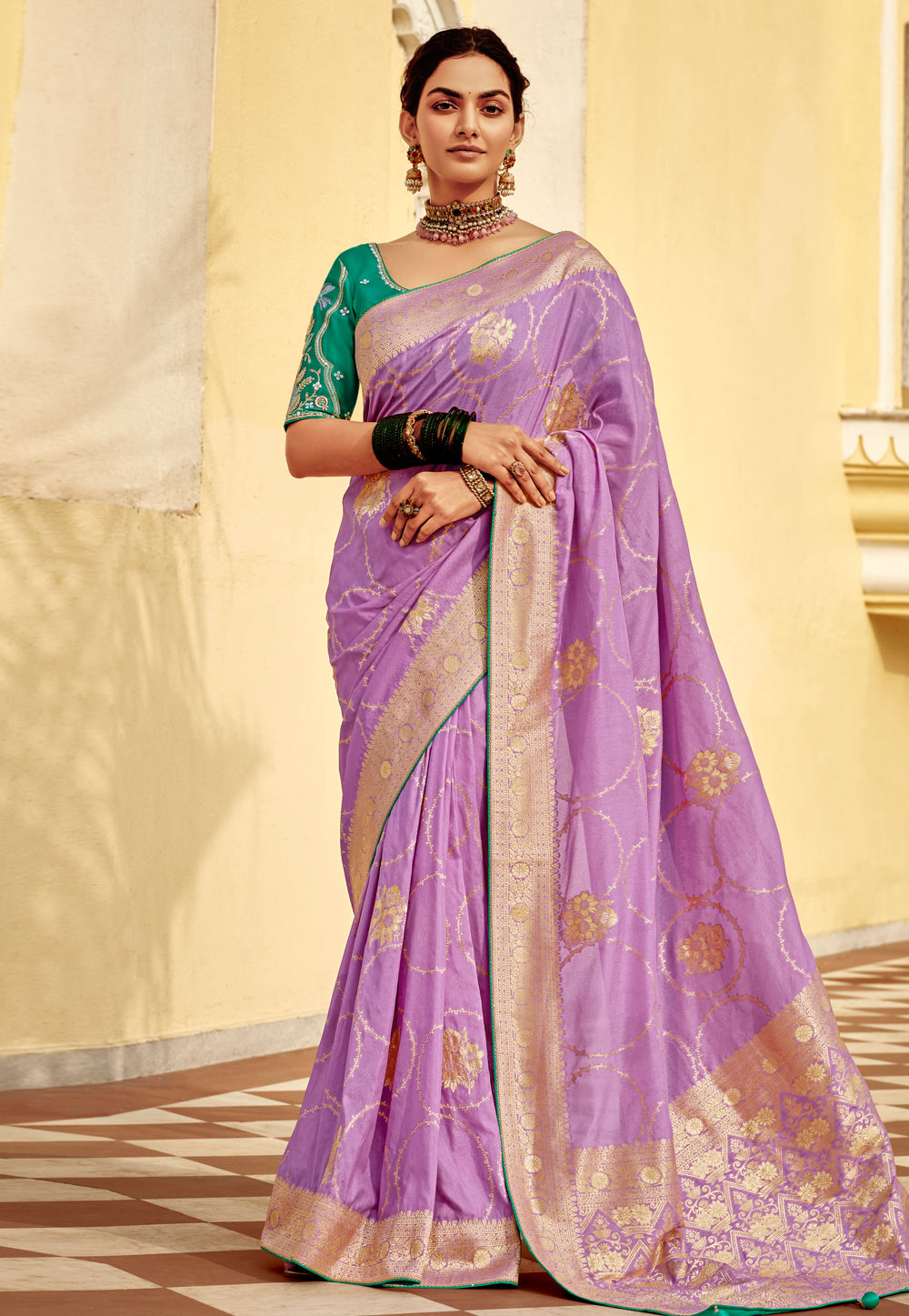 Lavender Silk Saree With Blouse 305824