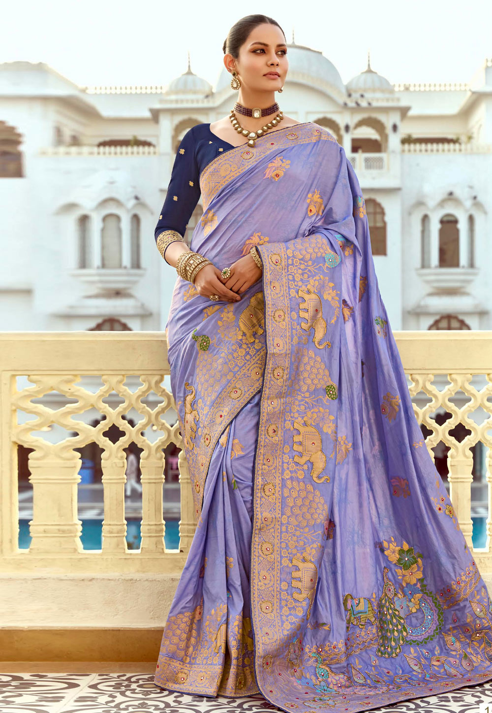 Lavender Silk Saree With Blouse 309109
