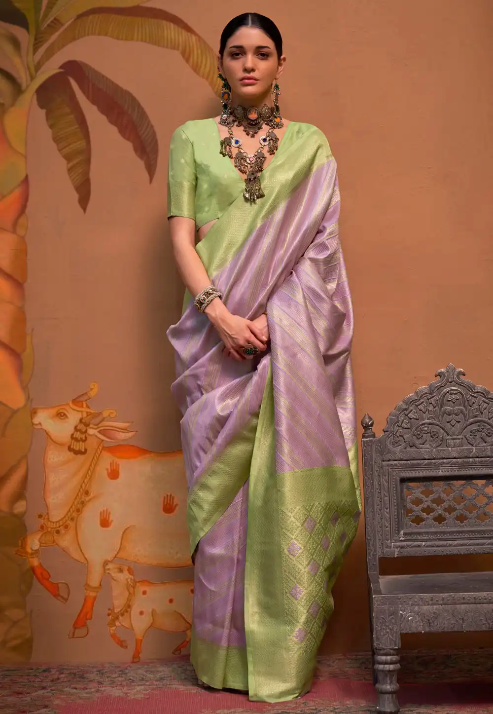 Lavender Silk Saree With Blouse 291333