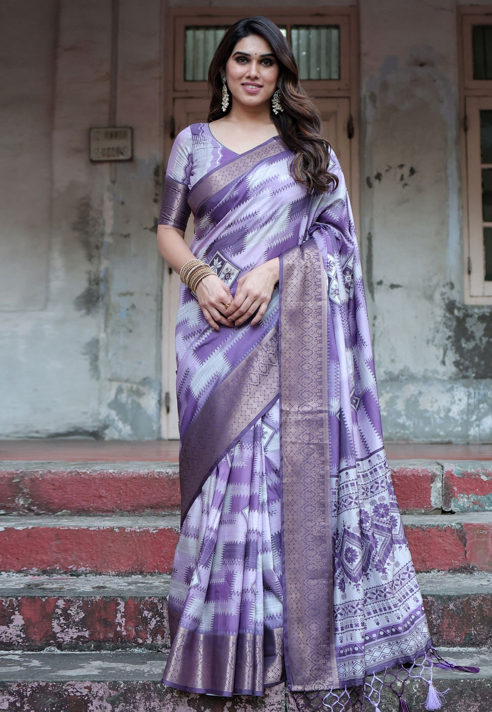 Lavender Silk Saree With Blouse 286340
