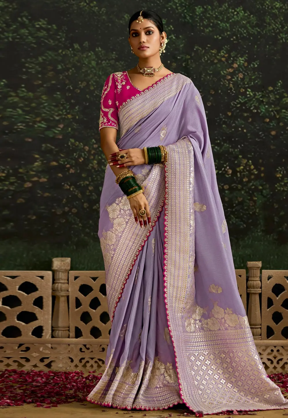 Lavender Silk Saree With Blouse 297757