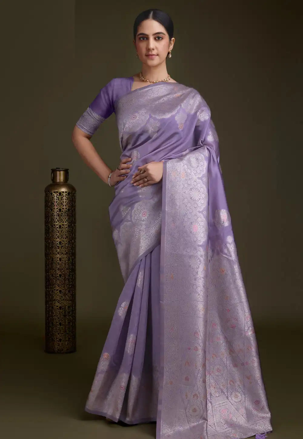 Lavender Silk Saree With Blouse 291041