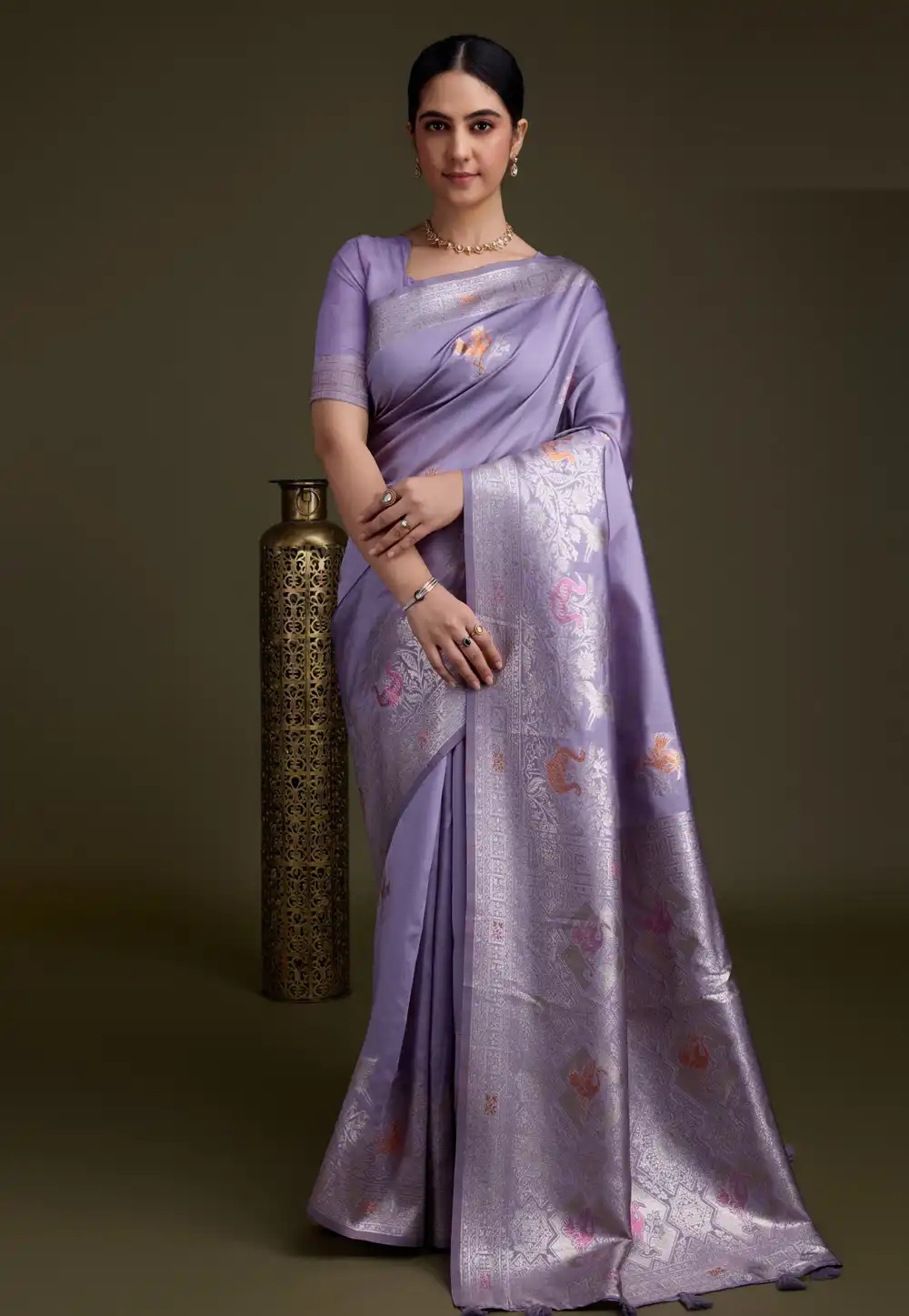 Lavender Silk Saree With Blouse 291046