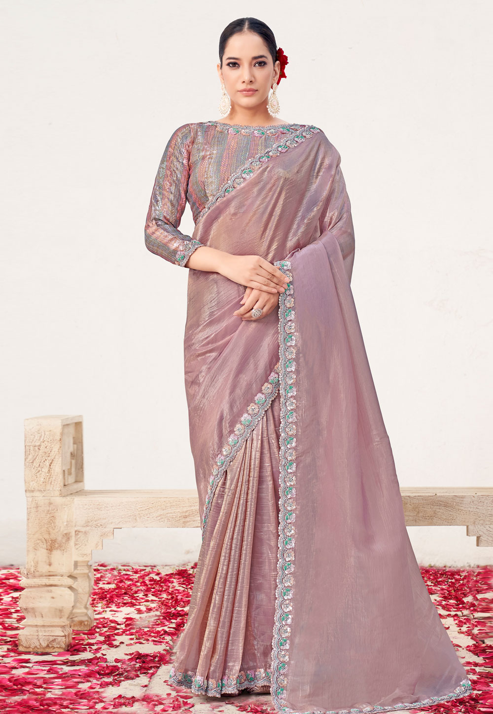 Lavender Silk Saree With Blouse 309429