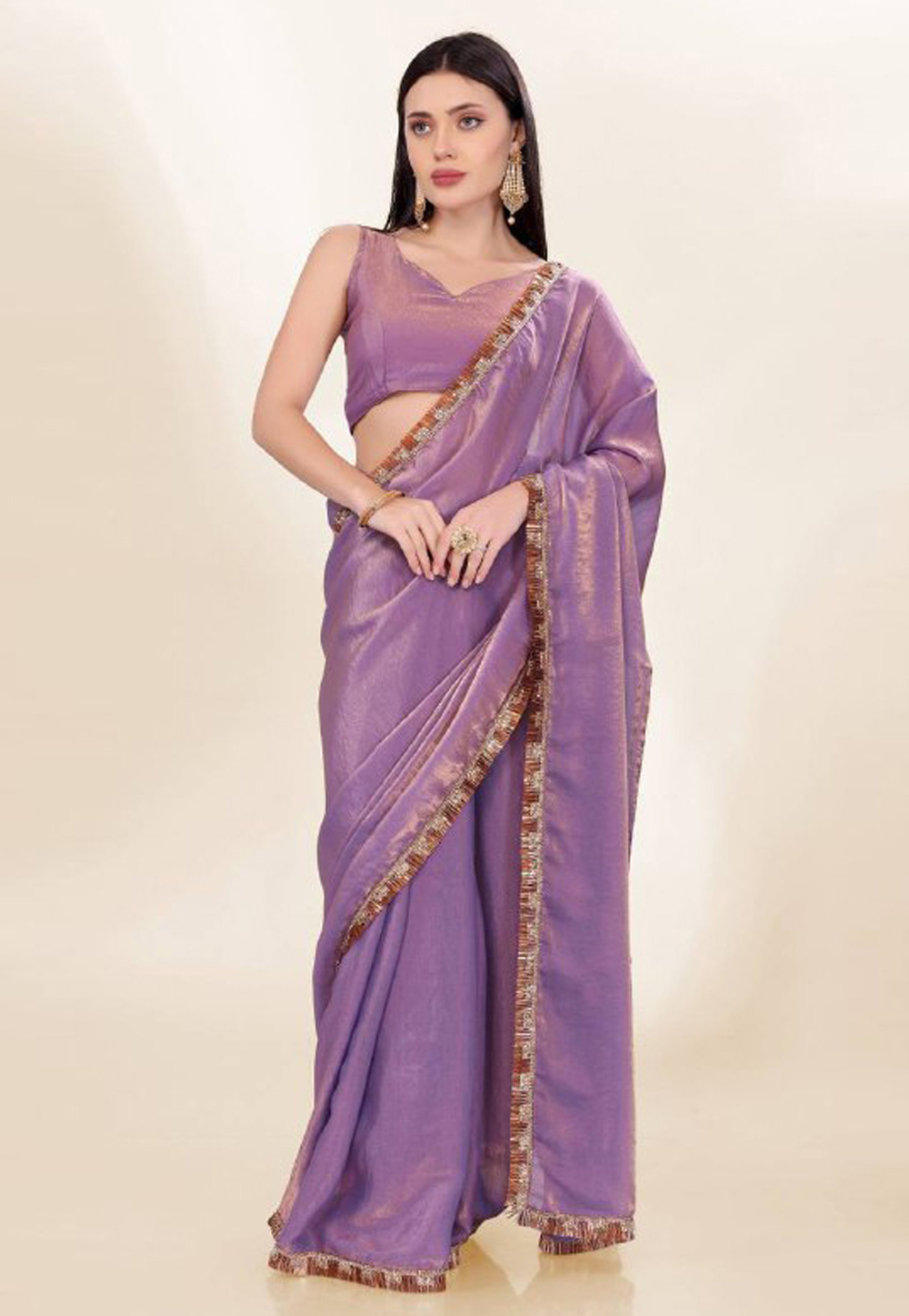 Lavender Silk Saree With Blouse 305543