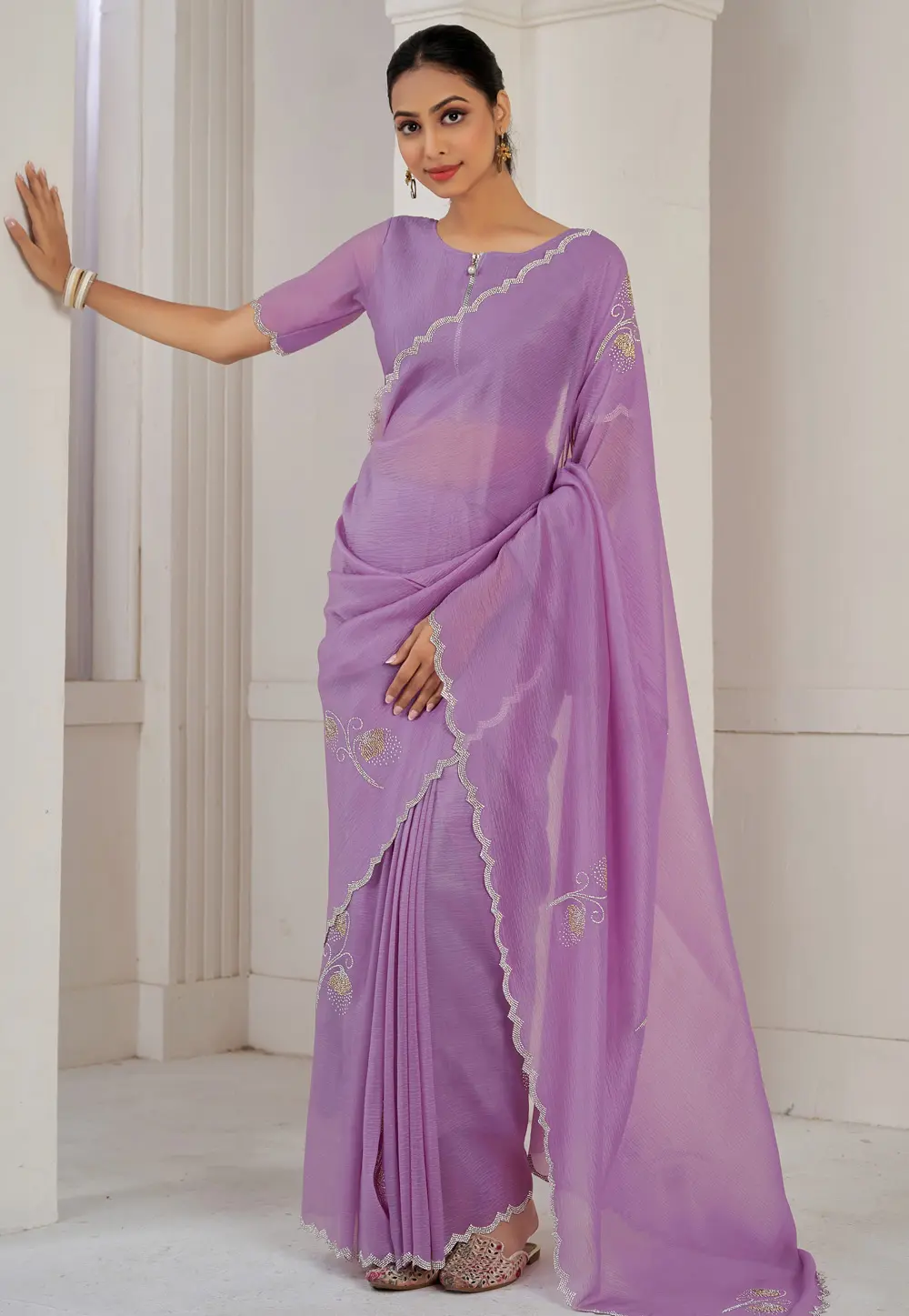 Lavender Silk Saree With Blouse 299466