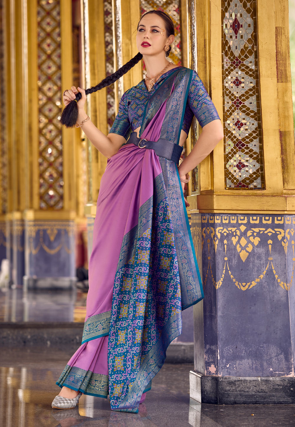 Lavender Silk Saree With Blouse 311013