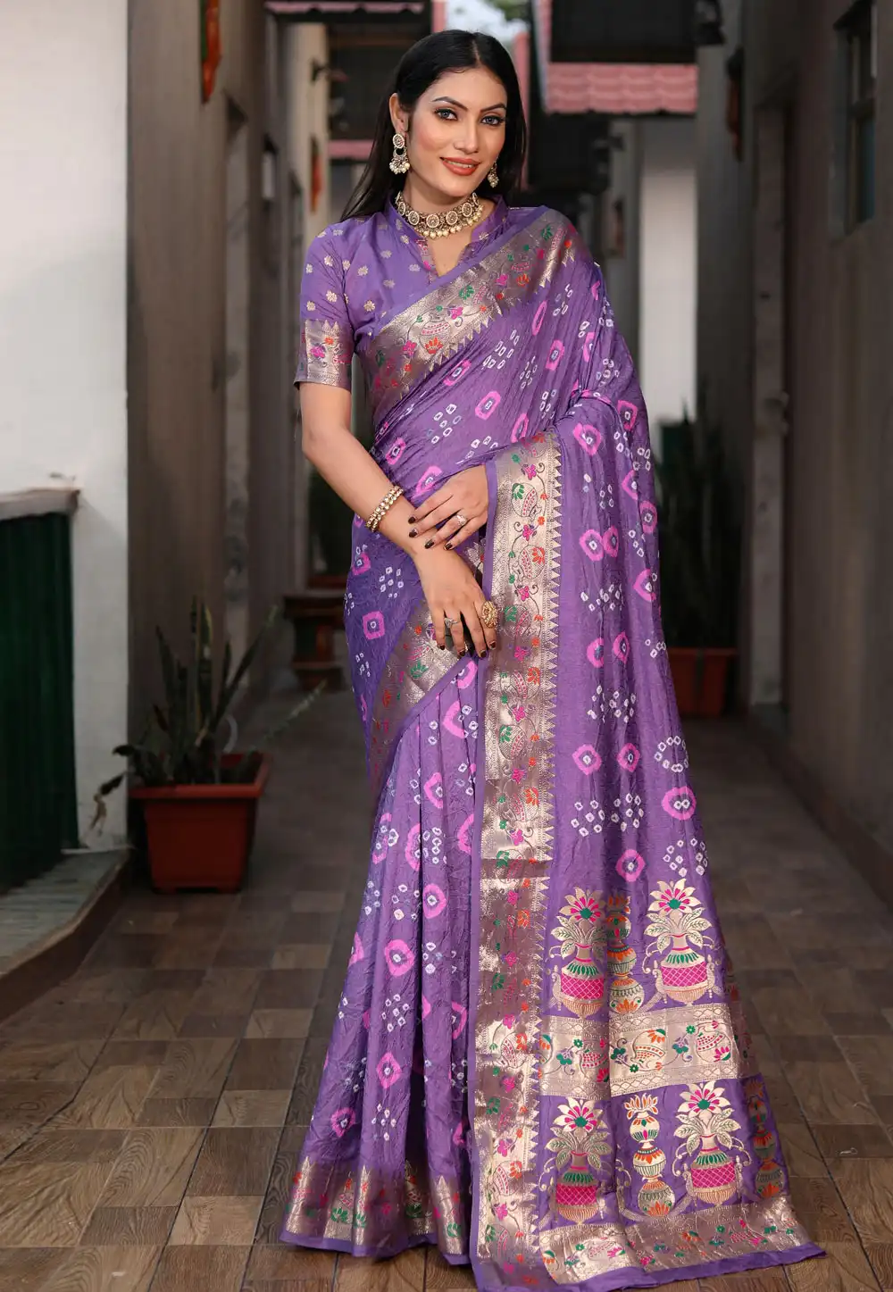 Lavender Silk Saree With Blouse 290627