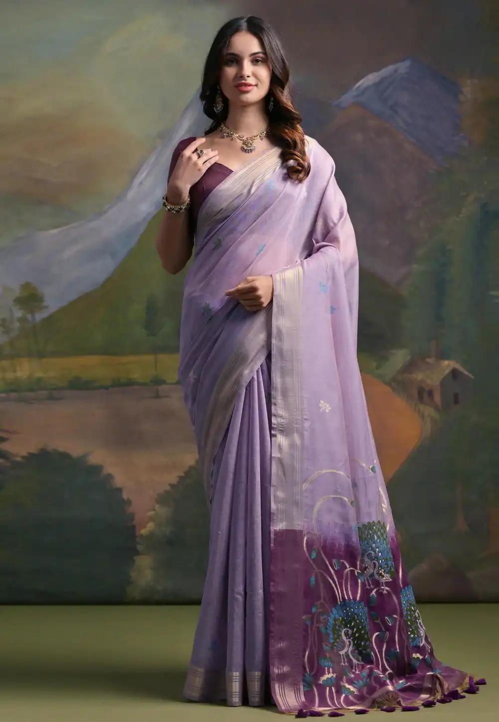 Lavender Silk Saree With Blouse 292437