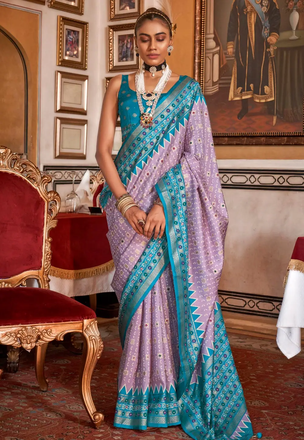 Lavender Silk Saree With Blouse 295723