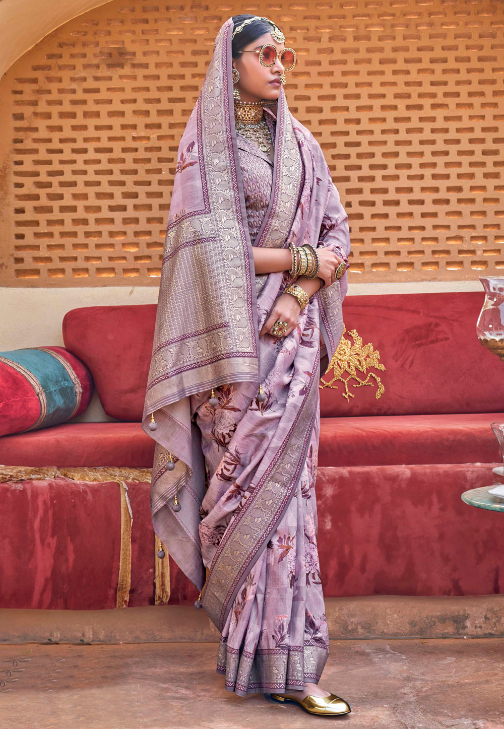 Lavender Silk Saree With Blouse 310549