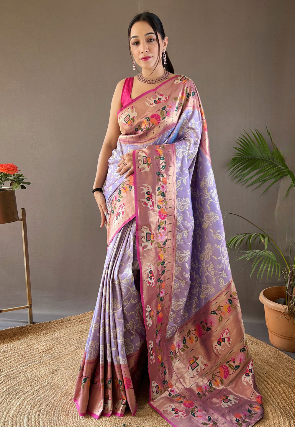 Lavender Silk Saree With Blouse 287425