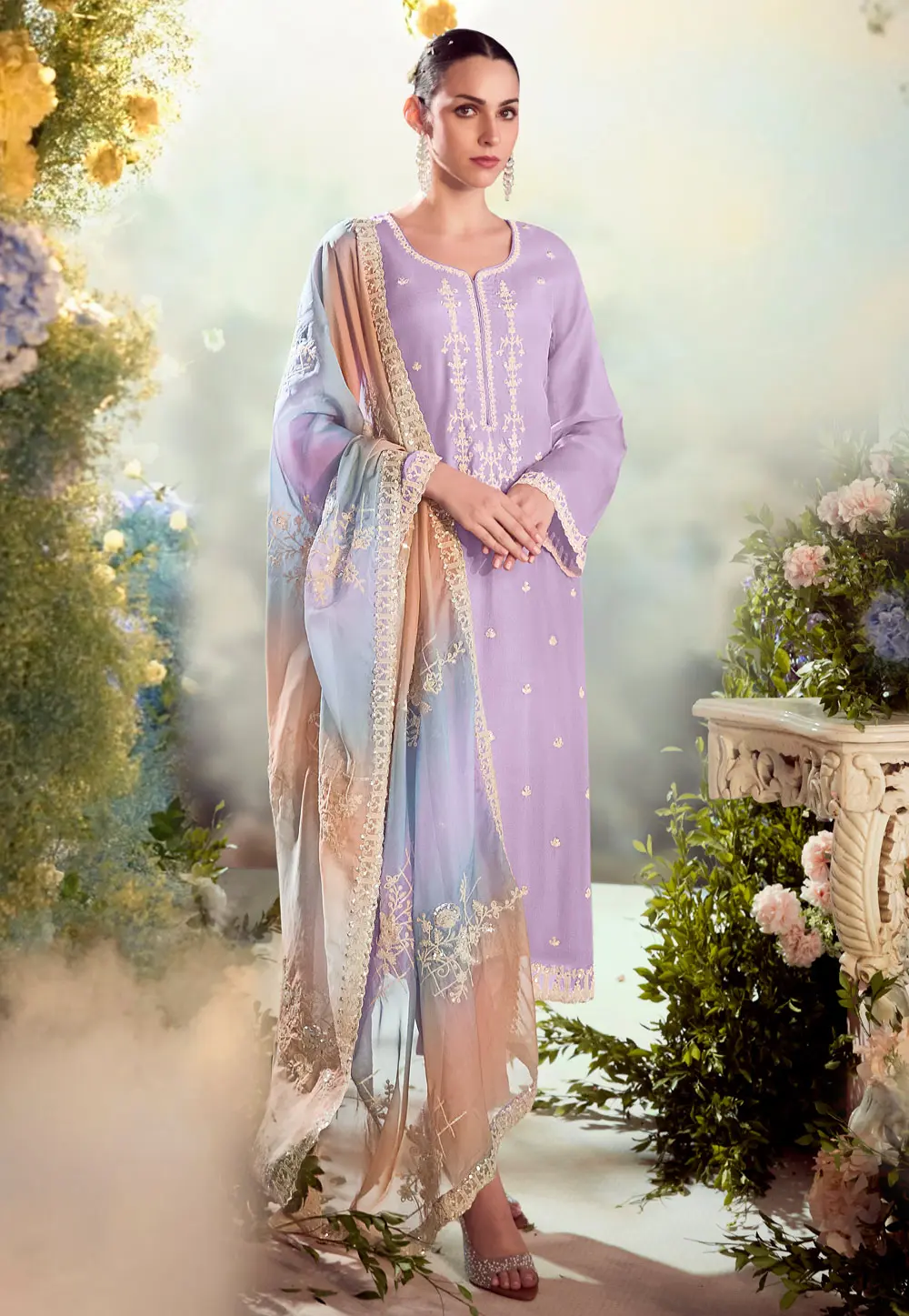 Lavender Silk Straight Suit 299297