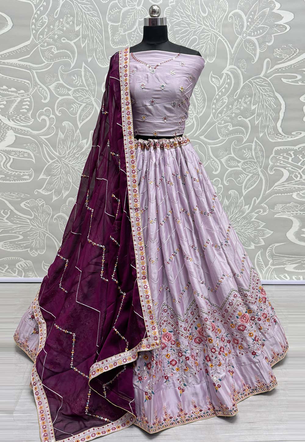 Lavender Silk Wedding Lehenga Choli 285549