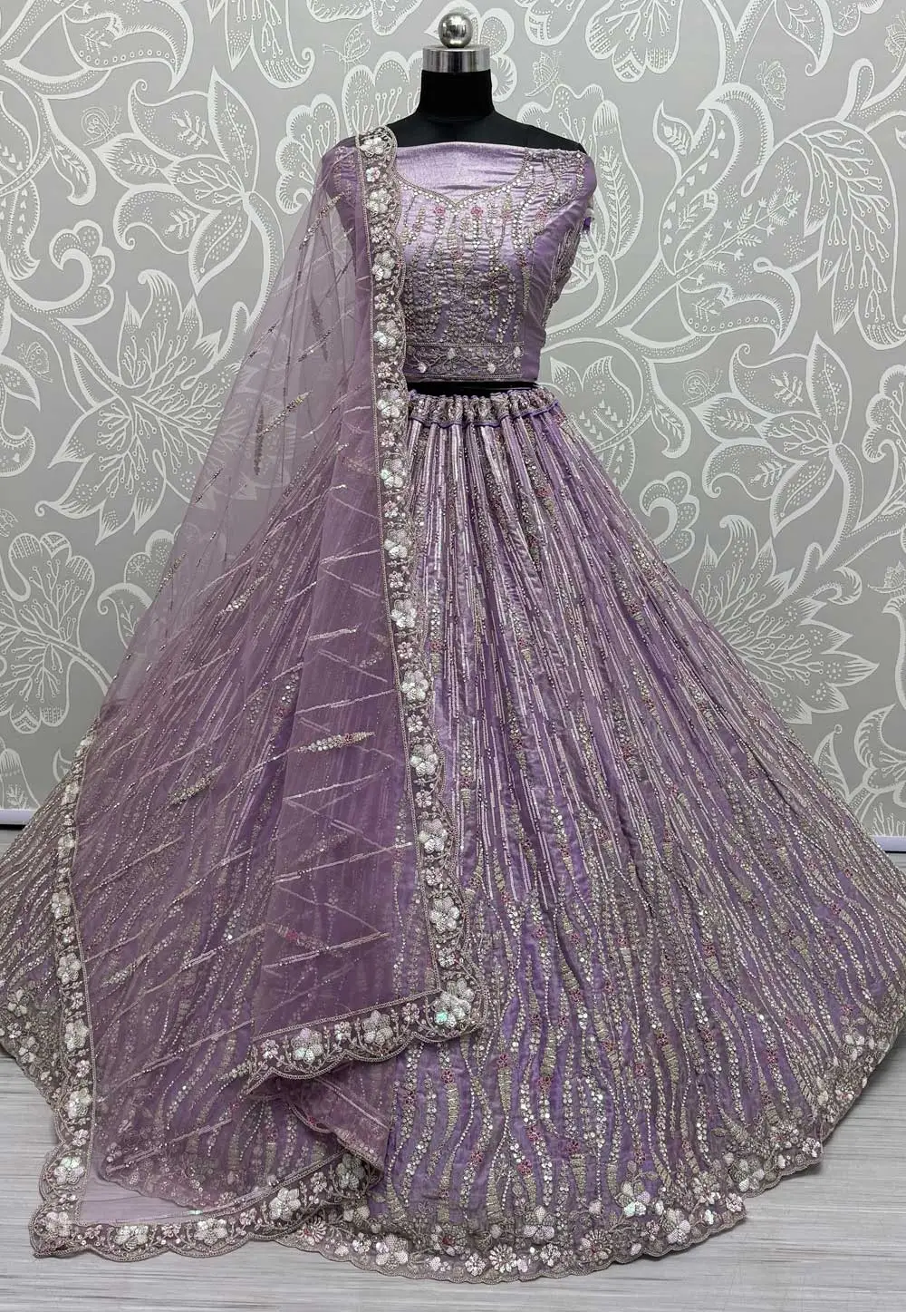 Lavender Silk Wedding Lehenga Choli 295556