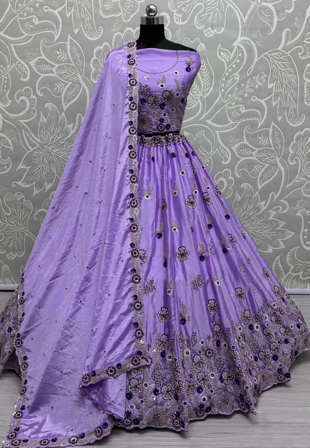 Lavender Silk Wedding Lehenga Choli 299747