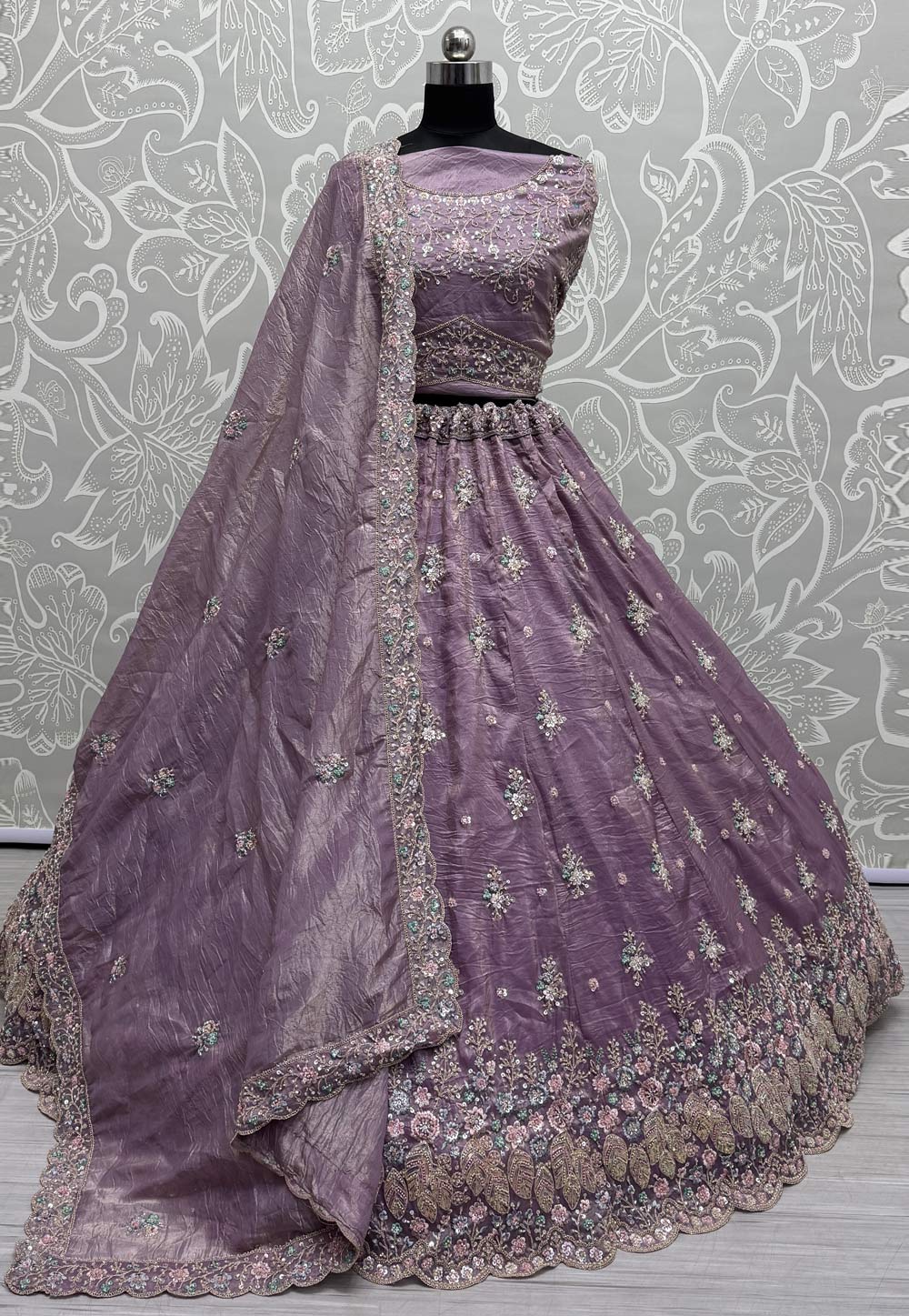 Lavender Silk Wedding Lehenga Choli 305281