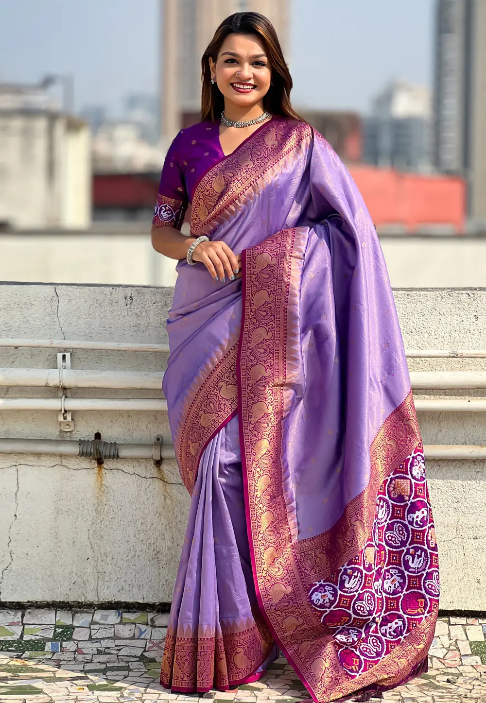 Lavender Tissue Paithani Saree 302793