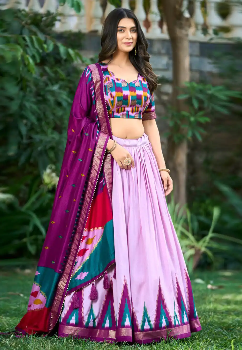 Lavender Tussar Silk Circular Lehenga Choli 290167