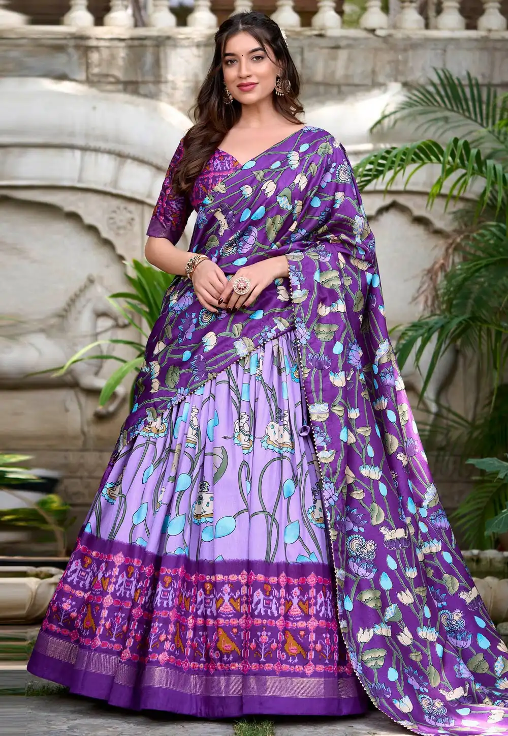 Lavender Tussar Silk Lehenga Choli 292503