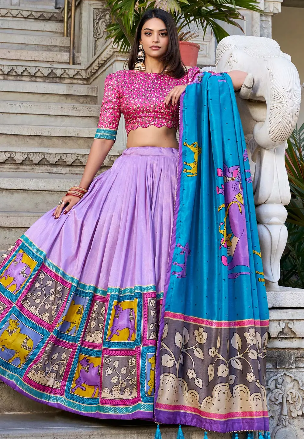 Lavender Tussar Silk Lehenga Choli 303237