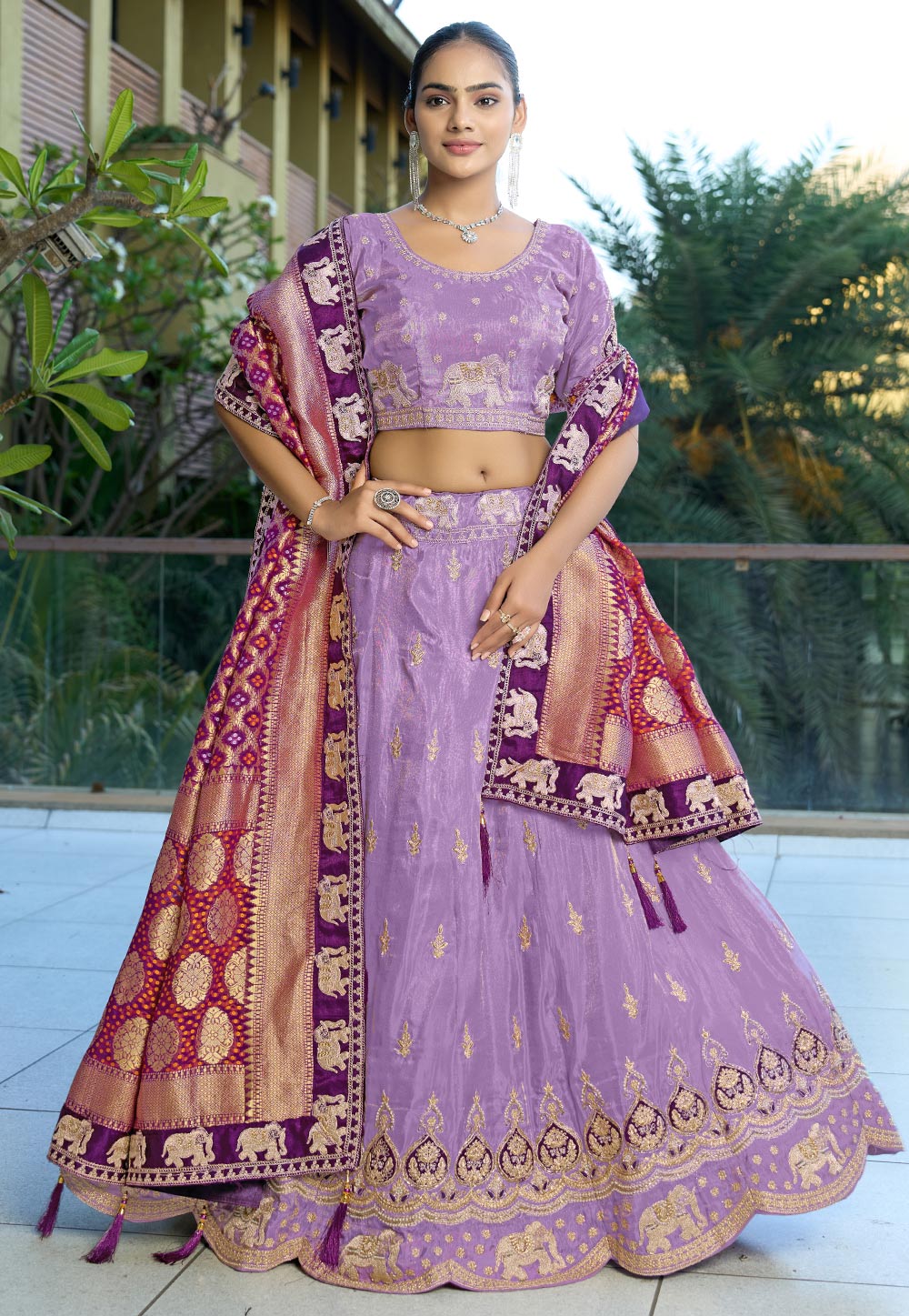 Lavender Viscose Circular Lehenga Choli 310381