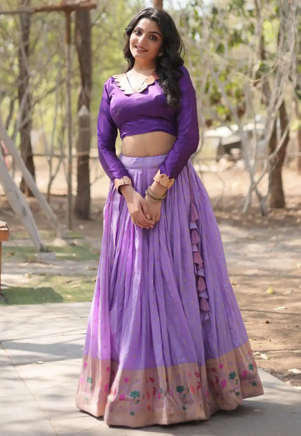 Lavender Viscose Jacquard Readymade Lehenga Choli 292057