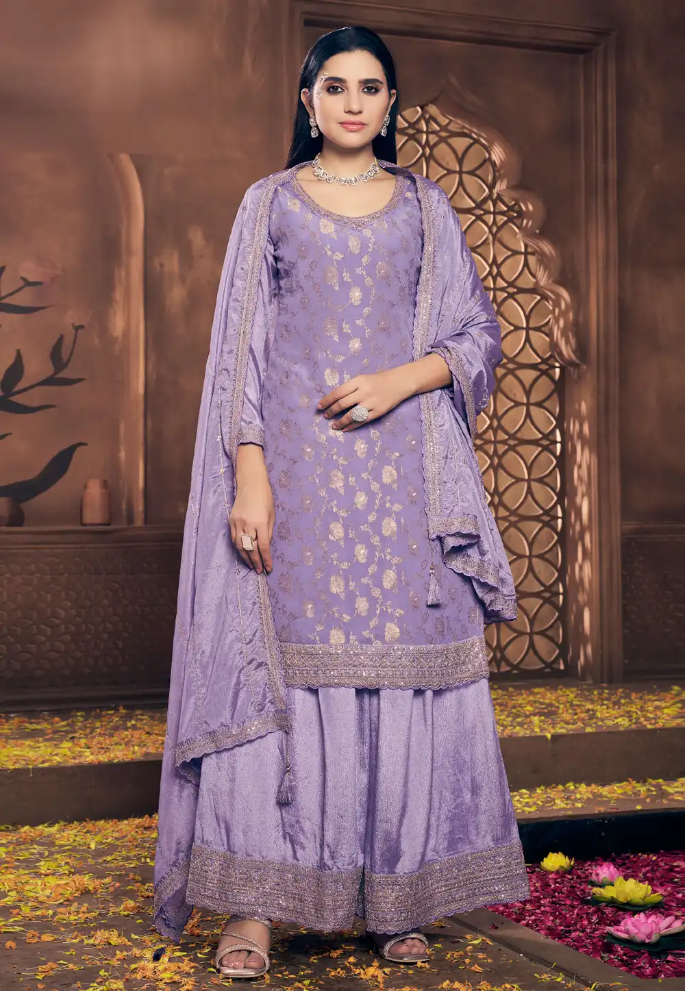 Lavender Viscose Pakistani Suit 294094