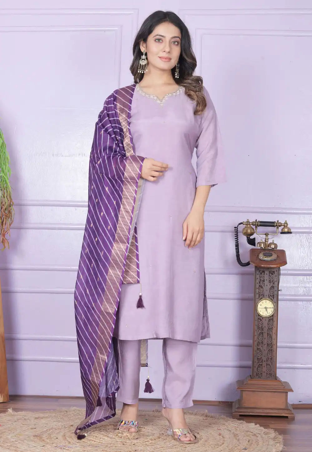 Lavender Viscose Readymade Pakistani Suit 289121