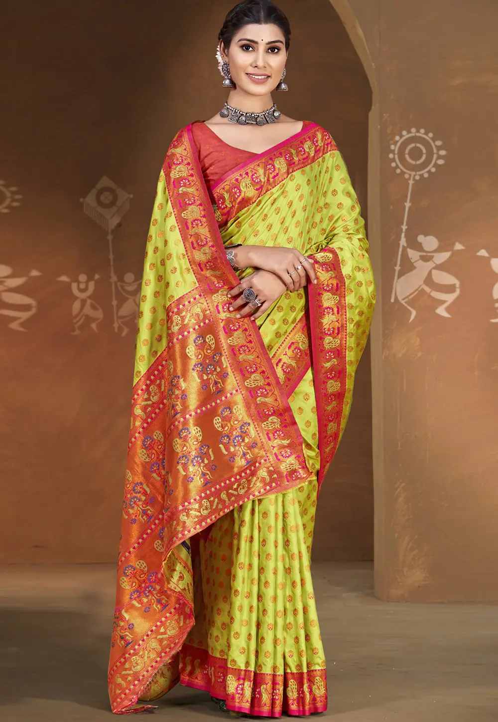 Light Green Art Silk Saree With Blouse 303030