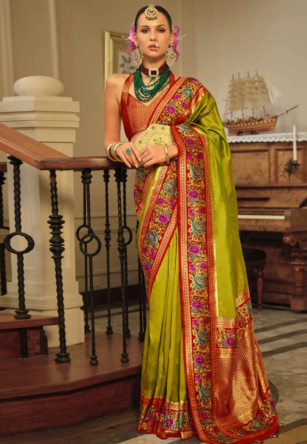 Light Green Banarasi Silk Saree 301943