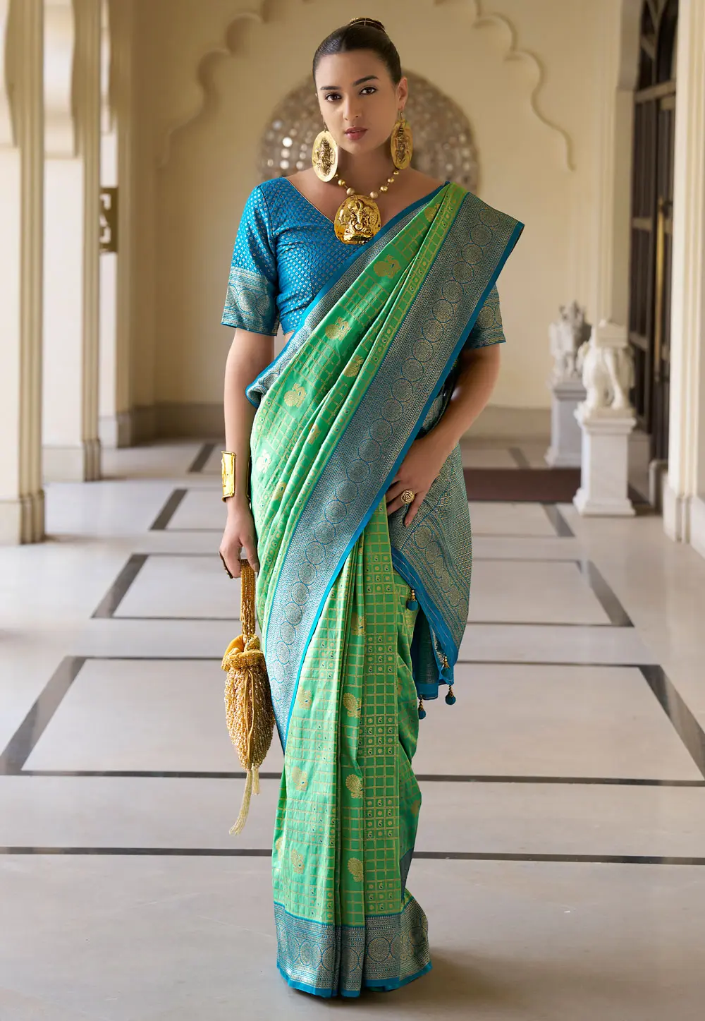 Light Green Banarasi Silk Saree 299432