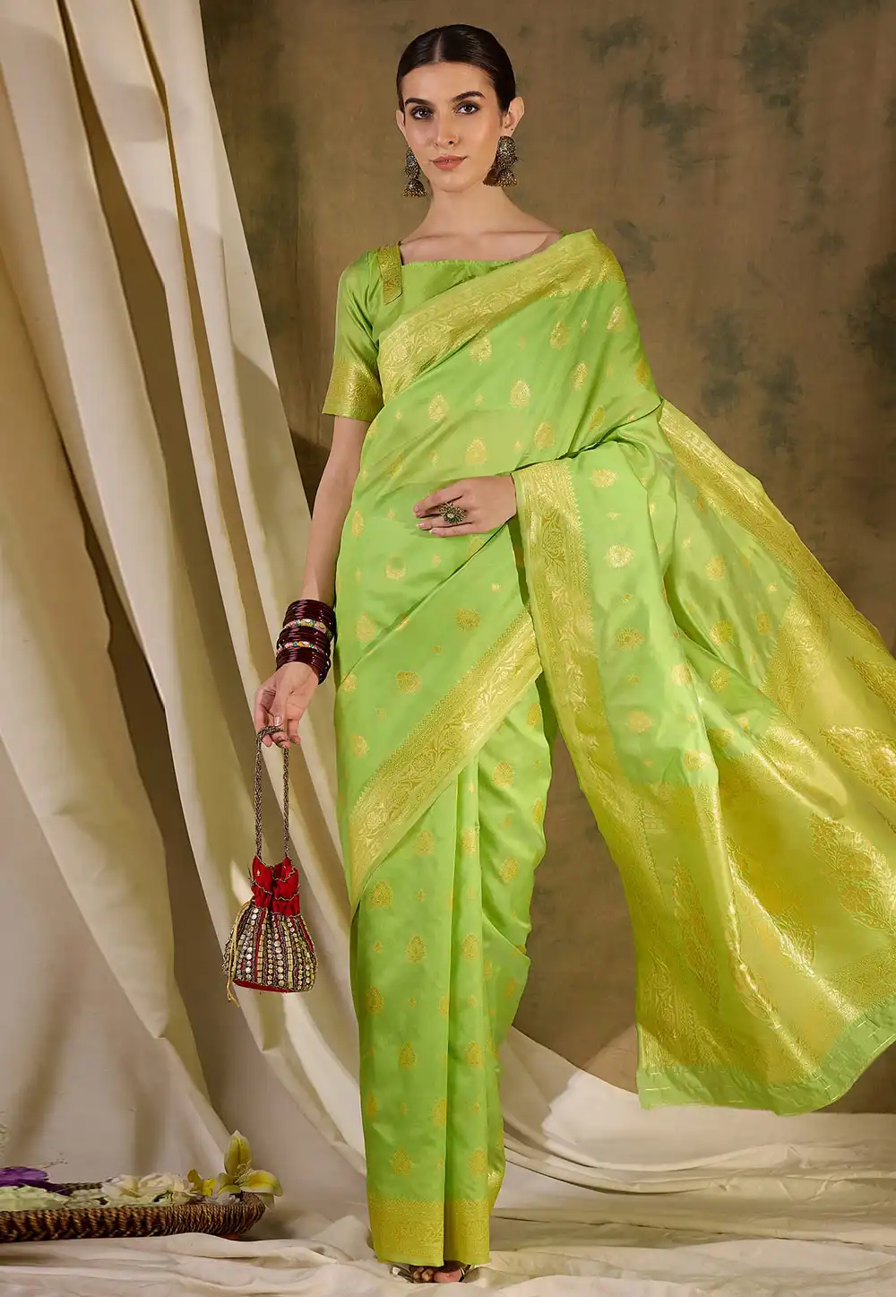 Light Green Banarasi Silk Saree 289650