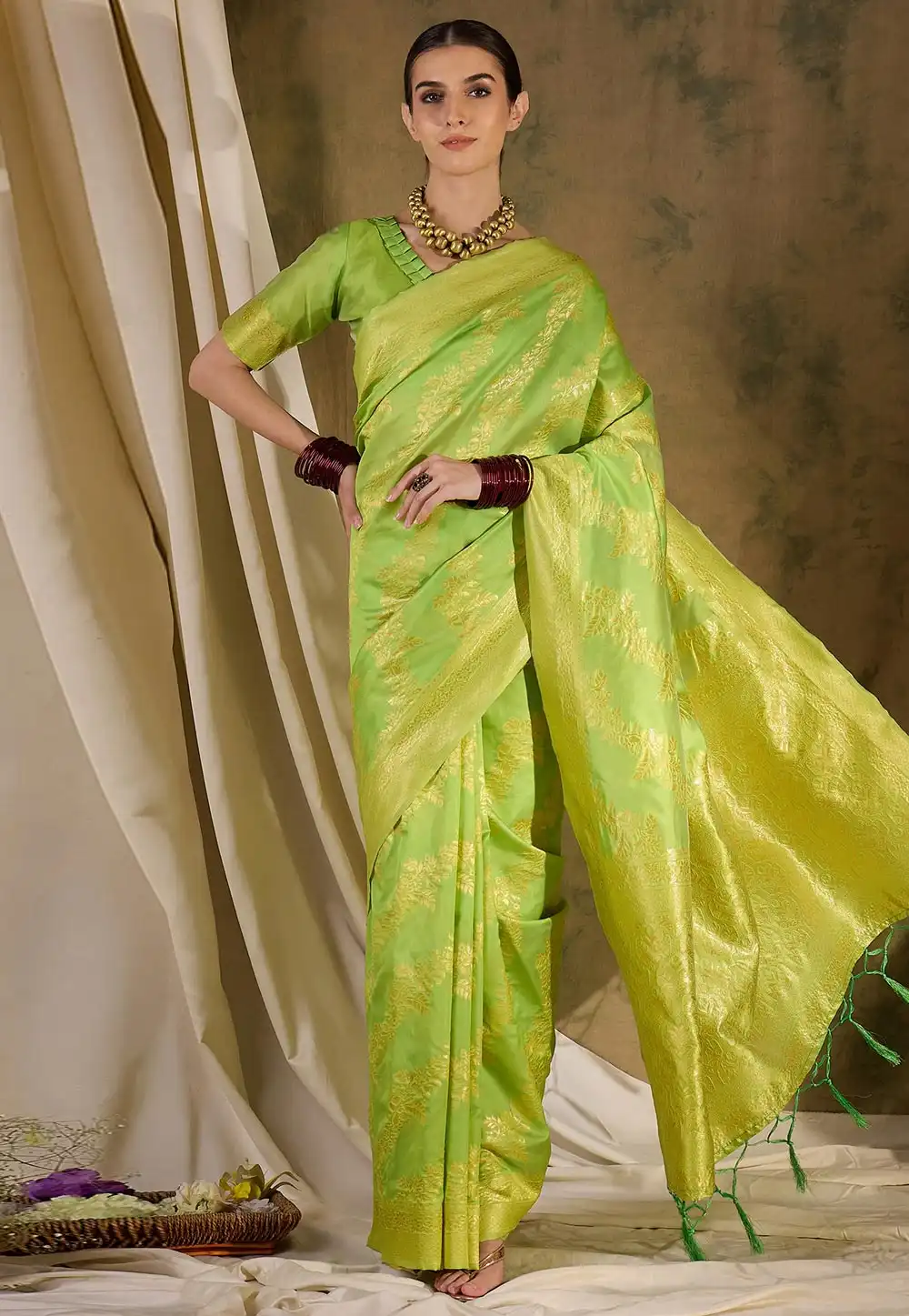 Light Green Banarasi Silk Saree 289656