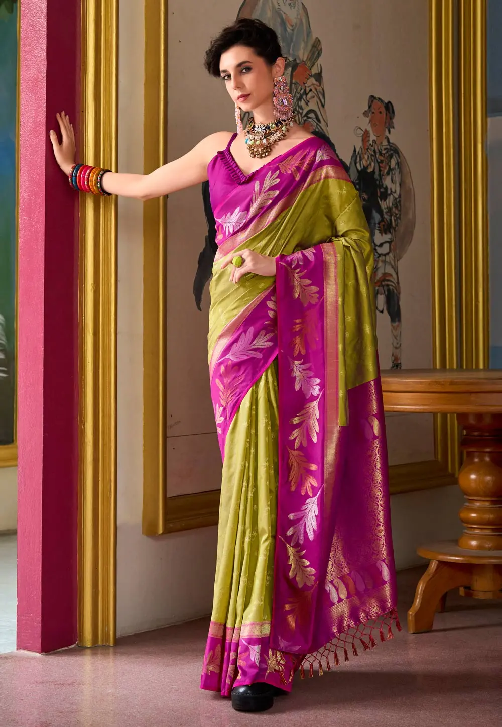 Light Green Banarasi Silk Saree With Blouse 297738