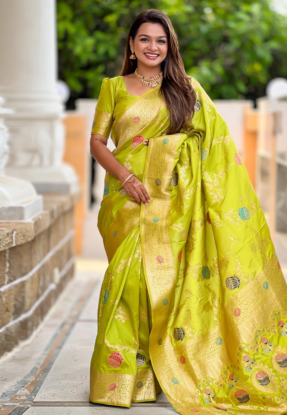 Light Green Banarasi Silk Saree With Blouse 310563