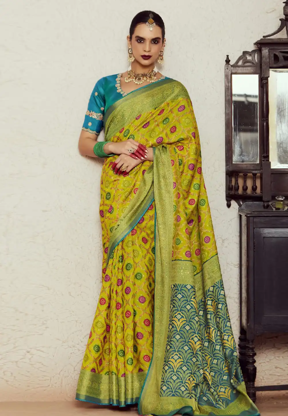 Light Green Brasso Saree With Blouse 290664