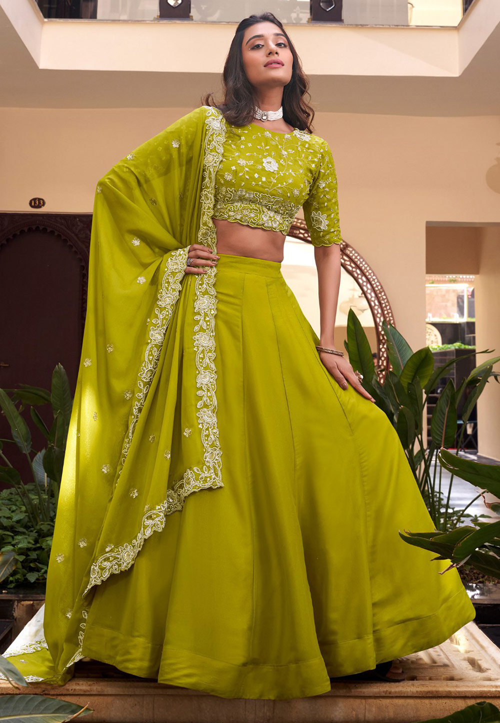 Light Green Georgette Lehenga Choli 310749