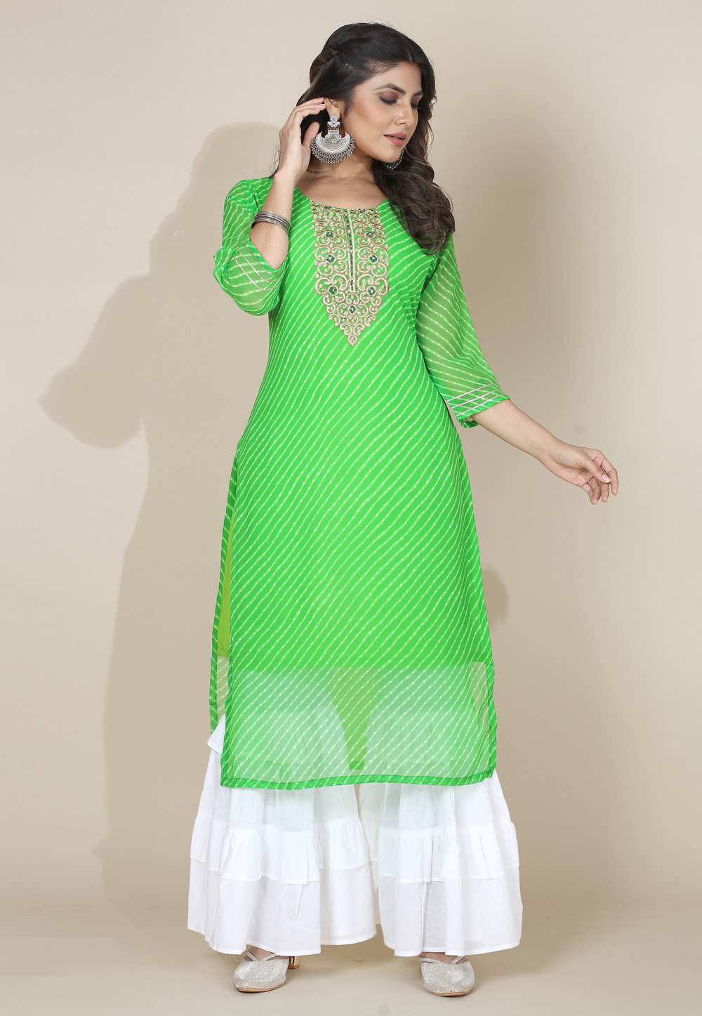 Light Green Georgette Printed Long Tunic 282915