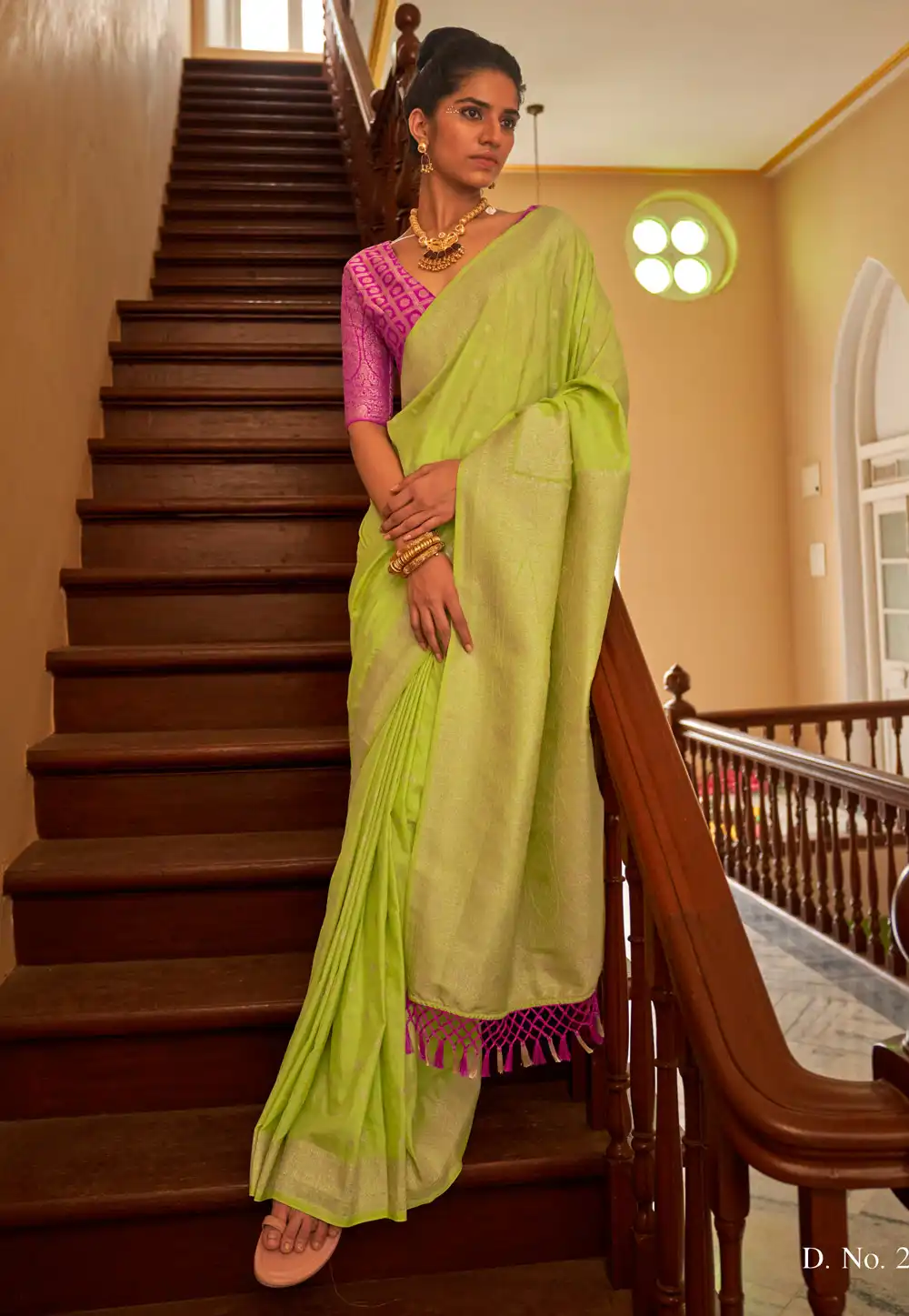 Light Green Nylon Saree With Blouse 289110