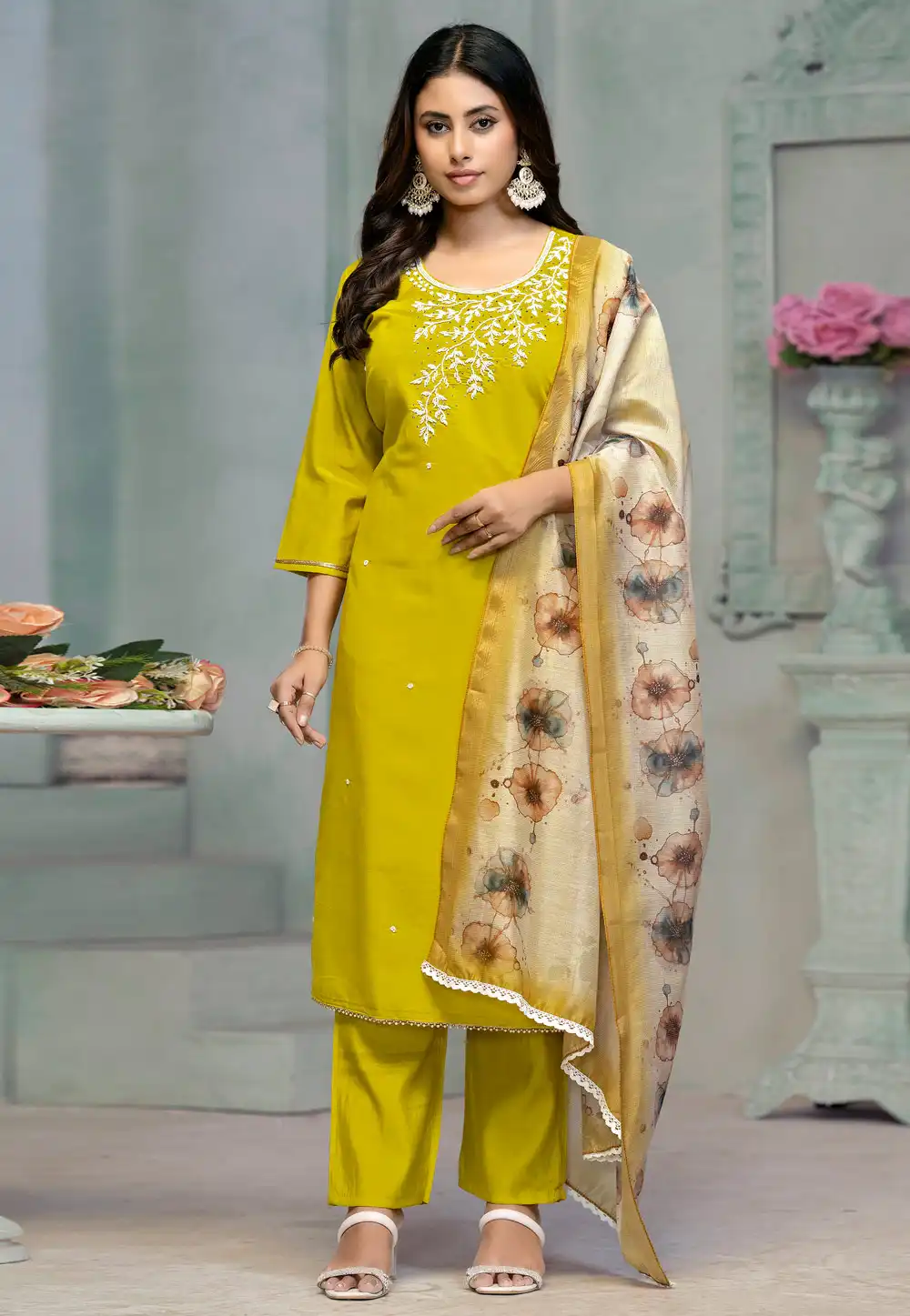 Light Green Rayon Readymade Pakistani Suit 290794