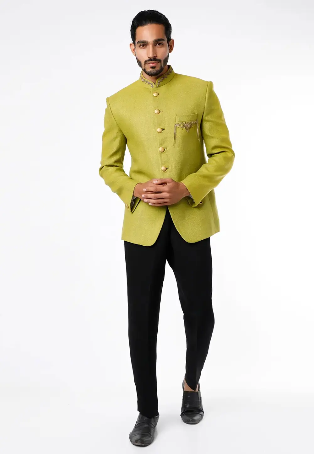 Light Green Silk Jodhpuri Suit 300046