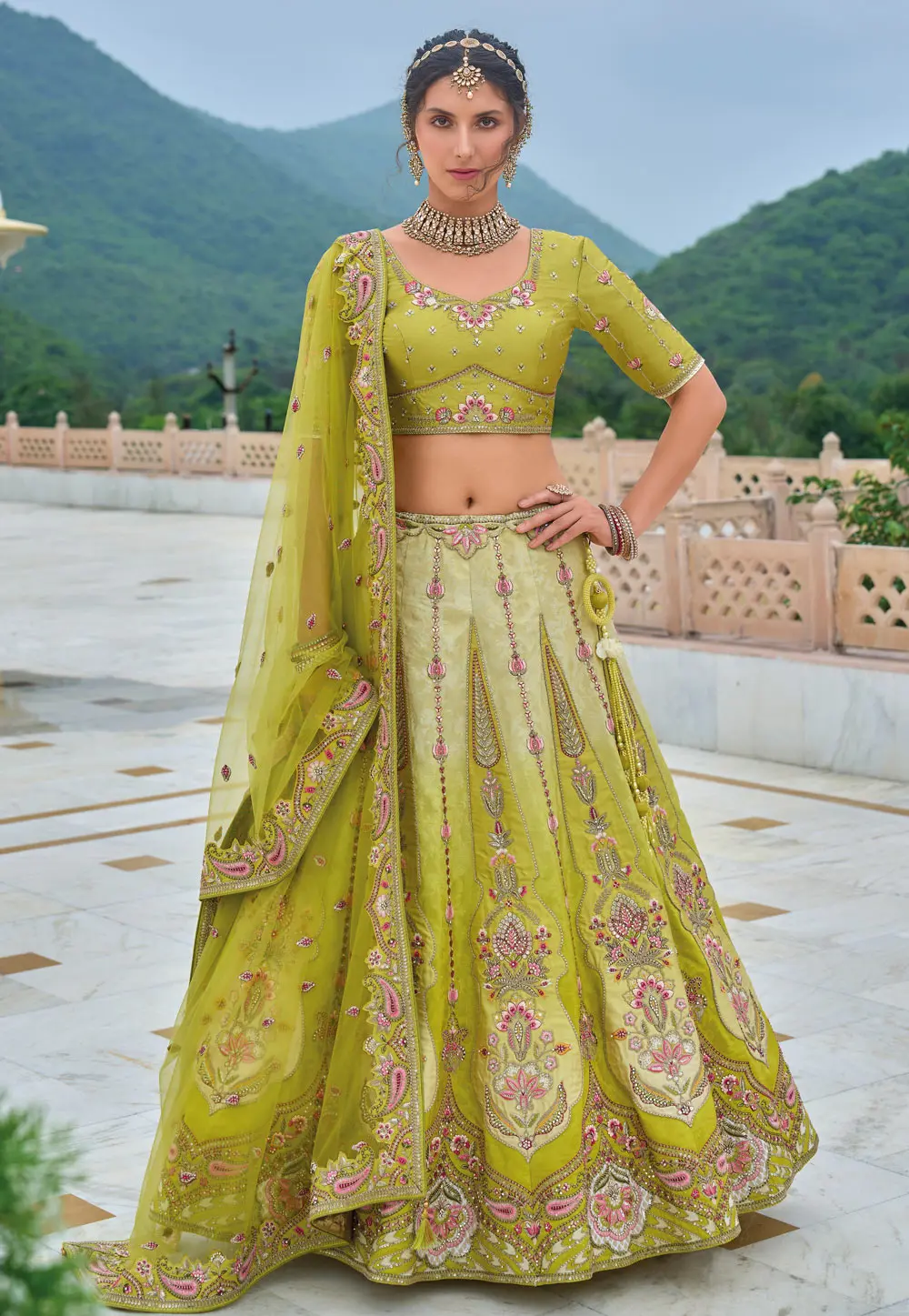 Light Green Silk Lehenga Choli For Wedding 298241