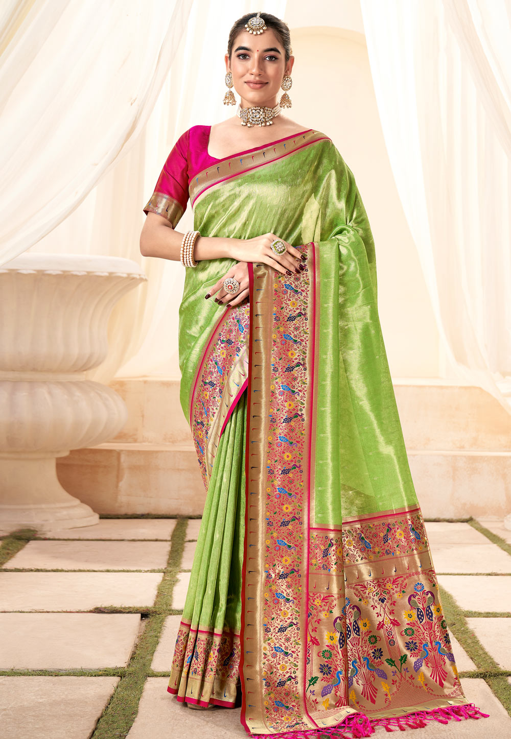 Light Green Silk Paithani Saree 283482