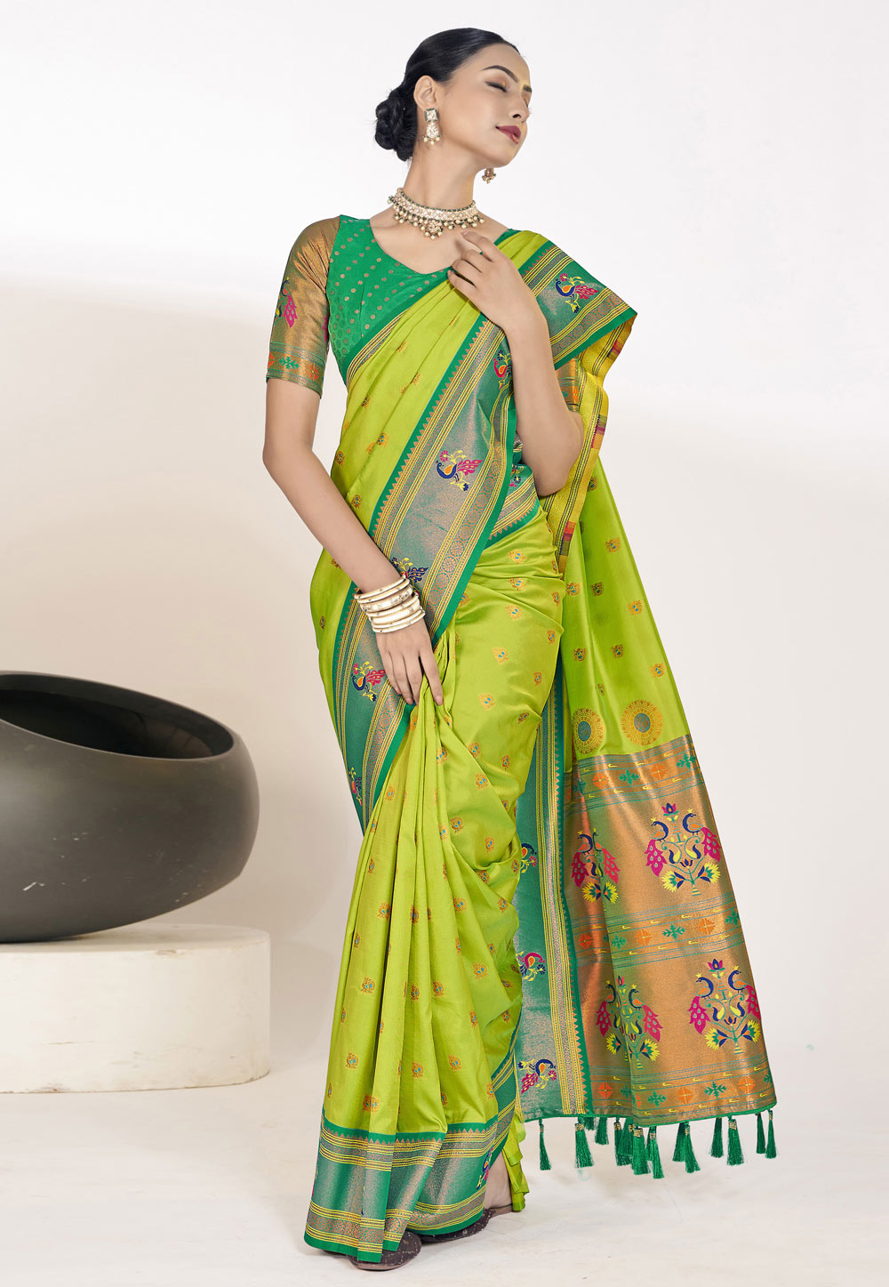 Light Green Silk Paithani Saree 286830