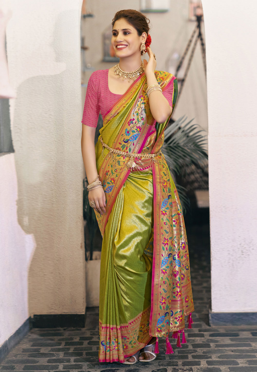 Light Green Silk Paithani Saree 287002