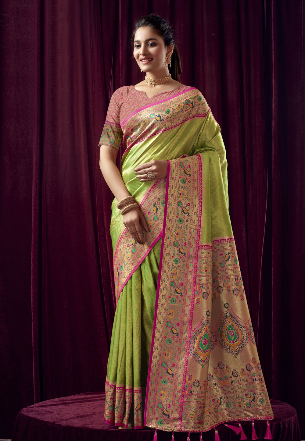 Light Green Silk Paithani Saree 287010