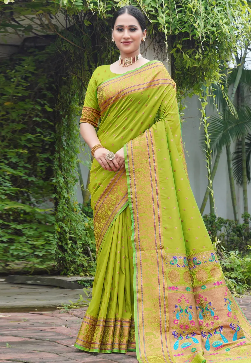 Light Green Silk Paithani Saree 302513